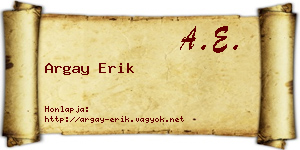 Argay Erik névjegykártya